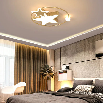 Plafonnier LED créatif forme étoile dorée style nordique intérieur — LZ4X9P2