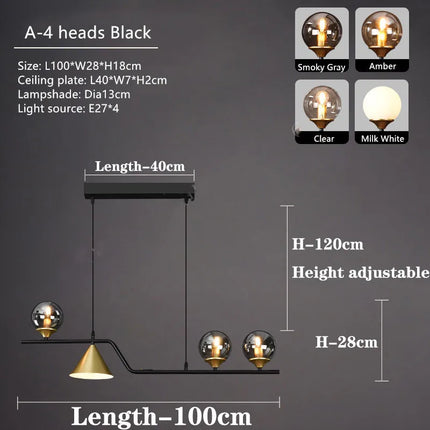 Lustre suspension rustique en verre et fer noir décoratif — LZ4N7Q2