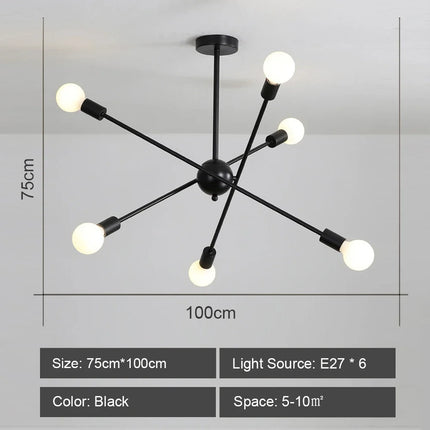 Lustre suspension LED style industriel spoutnik créatif — LZ4X9J