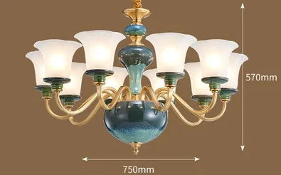 Lustre suspension en céramique et cuivre au design moderne épuré — LZ4X9J