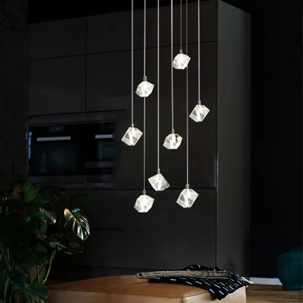 Lustre carré en cristal moderne pour escalier et restaurant — LZ4X9T