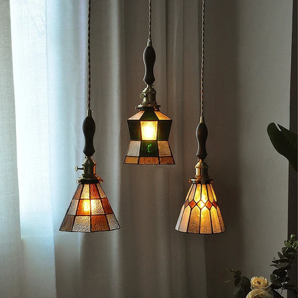 Lustre nordique en cuivre avec verre coloré — LZ4X9P2
