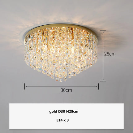 Plafonnier LED en acier chromé avec cristaux K9 style Art déco — LZ4M7Q2