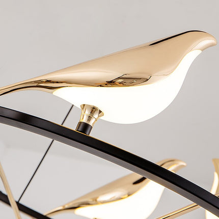 Lustre LED design en forme d’oiseaux dorés Pie — LZ4X9T