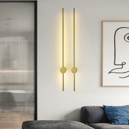 Applique murale LED nordique à tige dorée design moderne simple — LZ7D9X