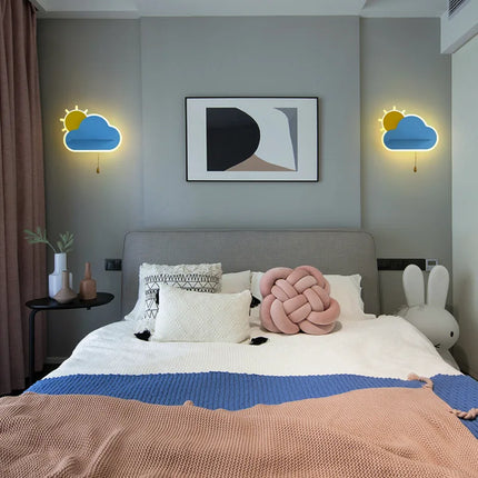 Applique murale LED pour enfants en métal avec tirette rose, bleu et blanc — LZ4X9Q7