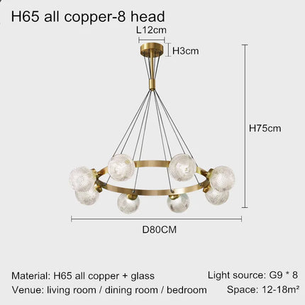 Lustre suspension en cuivre au design nordique simple et élégant — LZ4G7X2