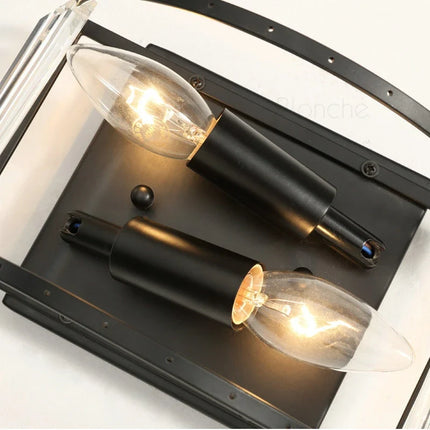 Applique murale moderne en verre et métal noir double tête — LZ4X9Q7P