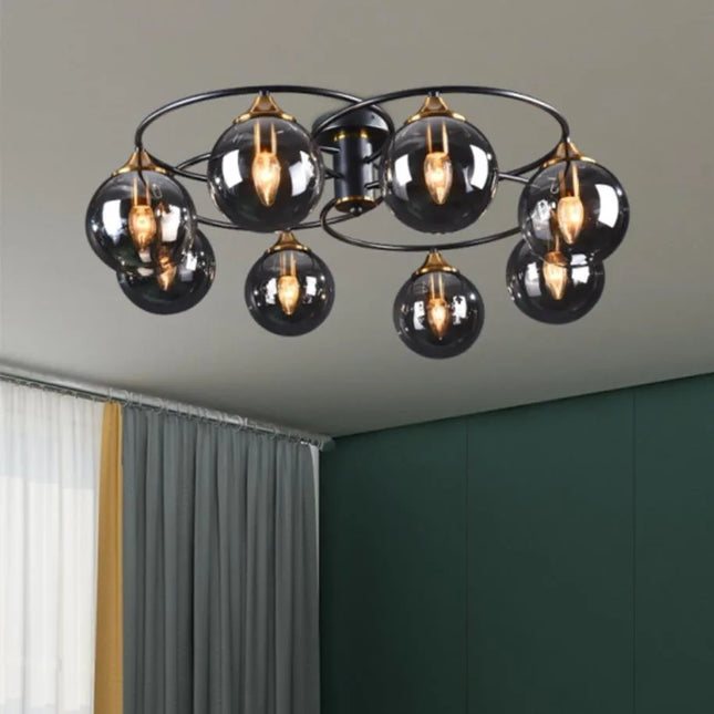 Lustre suspension en verre ambré et métal style nordique pour restaurant — LZ4X9T2