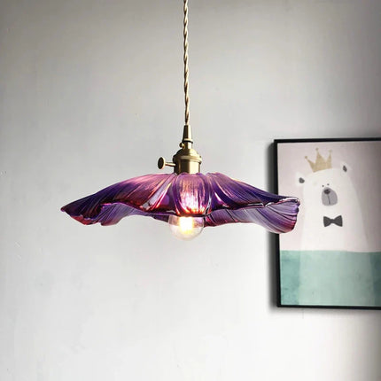 Suspension LED design fleur en verre et laiton style nordique — LZ4XJ9