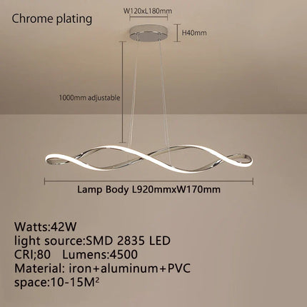 Lustre LED moderne multi-finitions or, chrome et noir avec télécommande L92cm — LZ4P7XQ