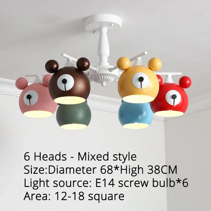 Lustre enfant lumineux avec motif ours en dessin animé — LZQ7M2