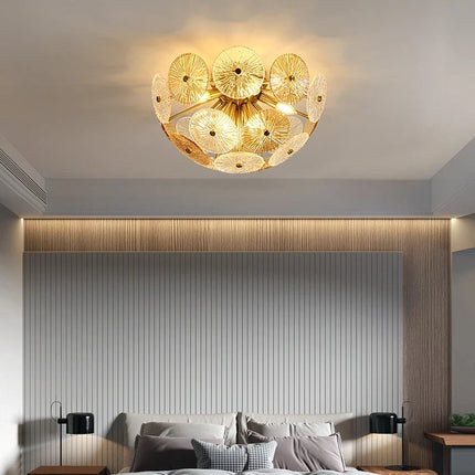 Suspension ronde en verre pour plafond, lustre décoratif moderne pour villa — LZ4X7M