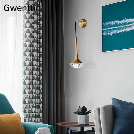 Applique murale design moderne en cristal doré pour intérieur — LZ4X9T