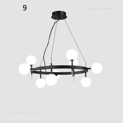 Lustre nordique en fer avec boule de verre LED pour restaurant — LZ4P9XQ