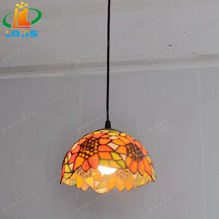 Lustre vintage style Tiffany motif tournesol pour bar et restaurant — LZ4X9P2Q
