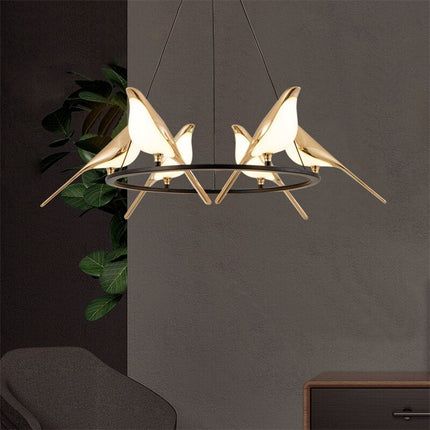 Lustre LED design en forme d’oiseaux dorés Pie — LZ4X9T