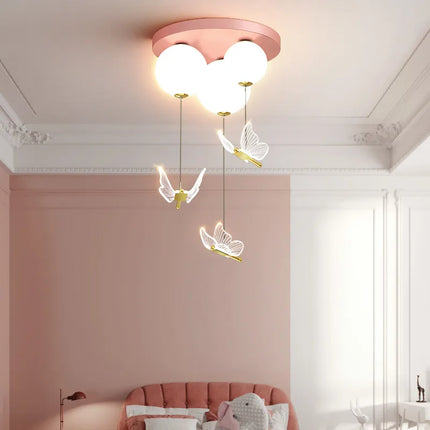 Plafonnier moderne simple avec boule et motif papillon romantique — LZ4G7Q2