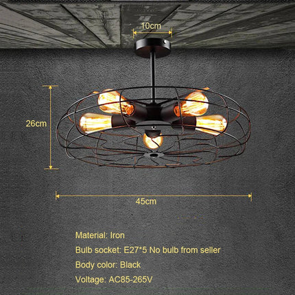Plafonnier ventilateur suspension style loft rétro — LZ4X9P2