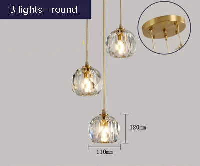 Suspension en cristal K9 et cuivre au design nordique créatif — LZ4B7X