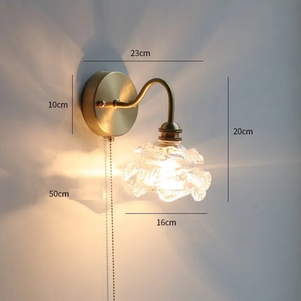 applique murale nordique moderne LED lampe à côté de l'interrupteur à chaîne chambre salle de bain miroir escalier lumière verre cuivre
