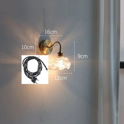 Applique murale fleur en verre avec chaîne interrupteur pour LED chambre et salle de bain — LZ4X9T