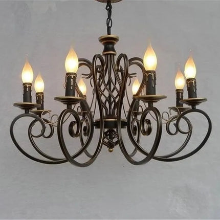 Lustre vintage européen en fer avec bougies LED intégrées — LZ4XJ9