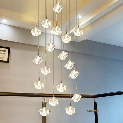 Lustre carré en cristal moderne pour escalier et restaurant — LZ4X9T