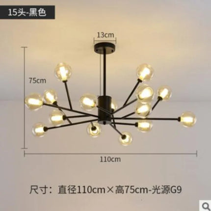Lustre suspension globe industriel en verre et fer noir vintage — LZ4X9T2