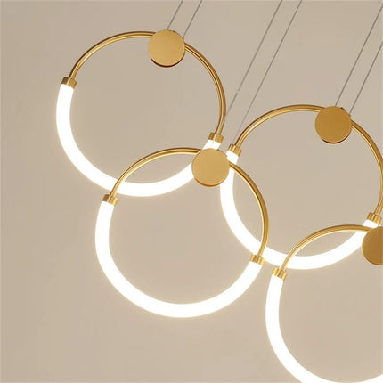Suspension lustre nordique anneau doré moderne — LZ4P9X