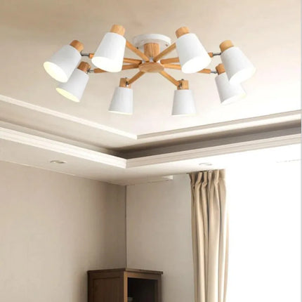 Lustre suspension nordique en bois massif au design moderne — LZ4X9T
