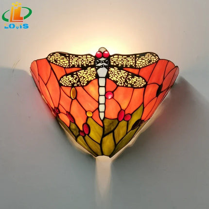 Applique murale en verre style Tiffany libellule pour décoration intérieure — LZ3V9QX