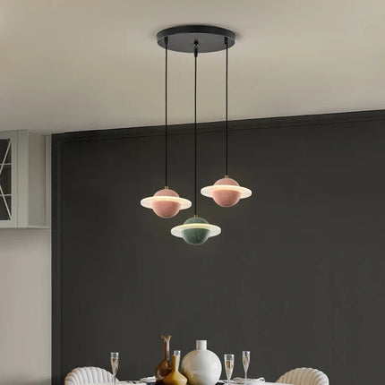suspension modernes en ciment led pour restaurant barre lumineuse