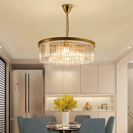 Lustre suspension rond en verre transparent design cristal — LZ4X9P