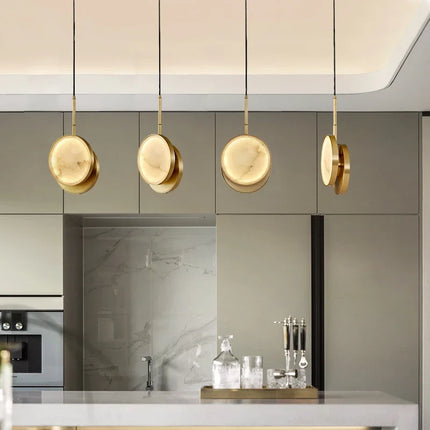 Suspension ronde à deux LED en marbre naturel pour intérieur — LZ4M9XQ