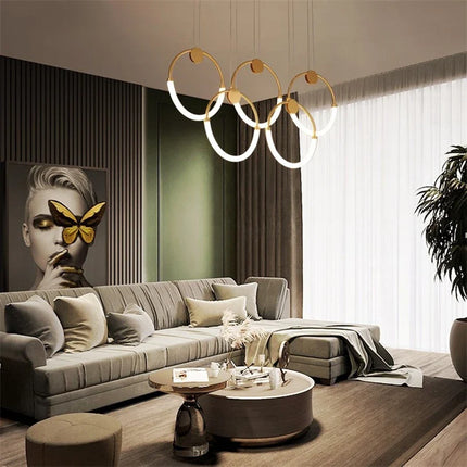 Suspension lustre nordique anneau doré moderne — LZ4P9X