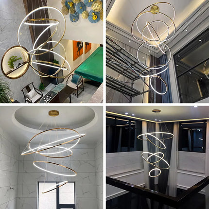 Lustre suspension cercle doré style nordique pour intérieur — LZ4D7XQ