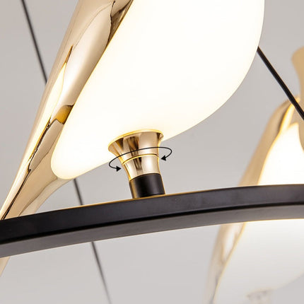 Lustre LED design en forme d’oiseaux dorés Pie — LZ4X9T