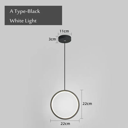 suspension ronde moderne pour éclairage latéral led