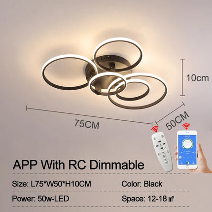 Plafonnier LED moderne cercle dimmable avec télécommande pour salon et chambre — LZ4X9J