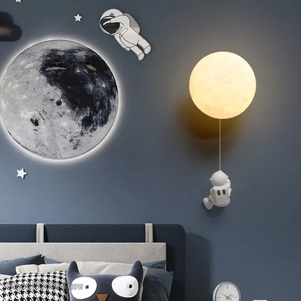 Applique murale 3D astronaute avec lune décorative pour enfants — LZ4X9B