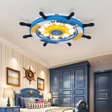 Lustre en bois méditerranéen avec LED pour chambre d'enfants — LZ4X9M