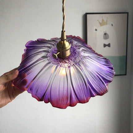 Suspension LED design fleur en verre et laiton style nordique — LZ4XJ9