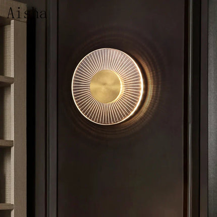 Applique murale LED ronde en cuivre au design créatif pour intérieur moderne — LZ4X9P2