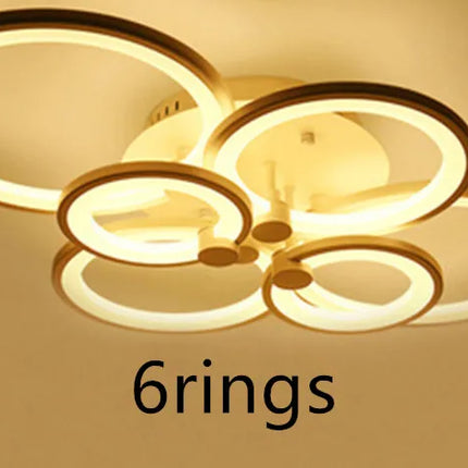 Lustre LED moderne à anneaux ronds pour éclairage intérieur — LZ4T9QJ2