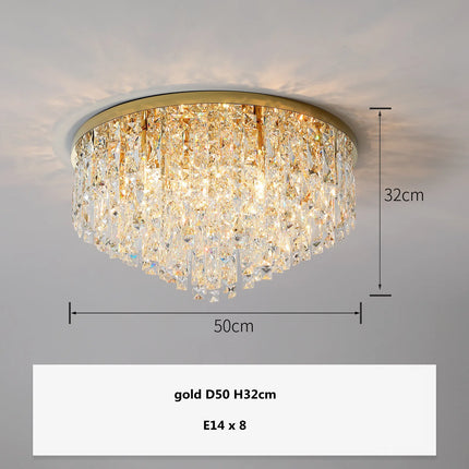 Plafonnier LED en acier chromé avec cristaux K9 style Art déco — LZ4M7Q2