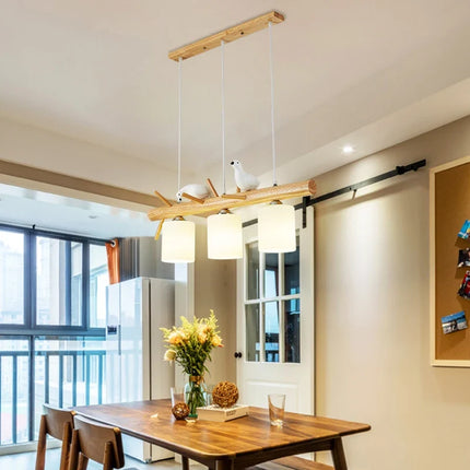 Lampe de table LED nordique avec suspension oiseau en bois — LZ4X9T2