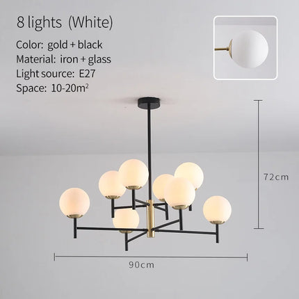 Lustre suspension industriel nordique 6 lumières ampoules en verre à bulles — LZ4X9T