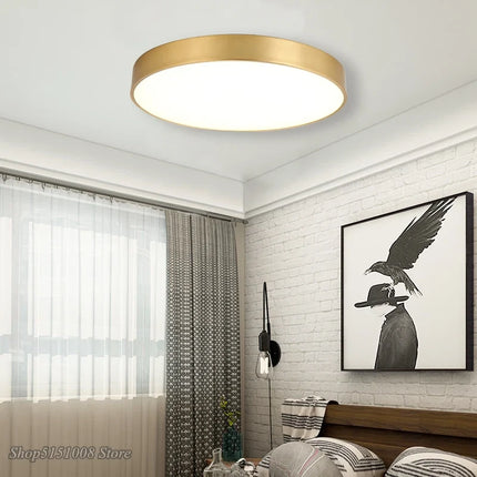 Plafonnier LED ultrafin en acrylique doré moderne — LZ4X9M