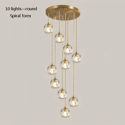 Suspension en cristal K9 et cuivre au design nordique créatif — LZ4B7X